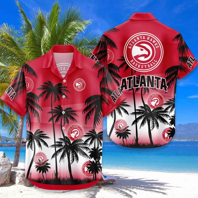 FINAL SALE - NEW CUSTOMIZED NBA17 AHA ATLANTA HAWKS UNISEX HAWAIIAN SHIRT & SHORTS SET
