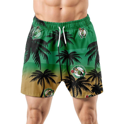 FINAL SALE - NEW CUSTOMIZED NBA03 BCE BOSTON CELTICS UNISEX HAWAIIAN SHIRT & SHORTS SET