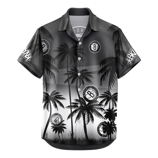 FINAL SALE - NEW CUSTOMIZED NBA25 BNE BROOKLYN NETS UNISEX HAWAIIAN SHIRT & SHORTS SET