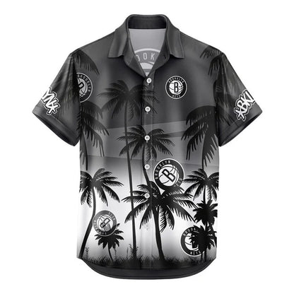 FINAL SALE - NEW CUSTOMIZED NBA25 BNE BROOKLYN NETS UNISEX HAWAIIAN SHIRT & SHORTS SET
