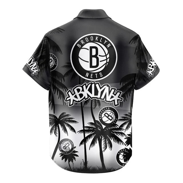 FINAL SALE - NEW CUSTOMIZED NBA25 BNE BROOKLYN NETS UNISEX HAWAIIAN SHIRT & SHORTS SET