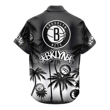 FINAL SALE - NEW CUSTOMIZED NBA25 BNE BROOKLYN NETS UNISEX HAWAIIAN SHIRT & SHORTS SET
