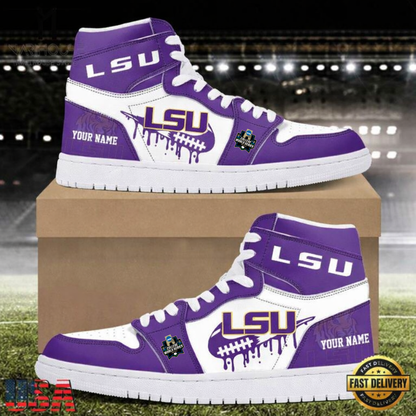 LIMITED EDITION - NEW CUSTOMIZED NCAA COLLEGE WORLD SERIES 07 LSU TIGERS AIR JORDAN SHOES
