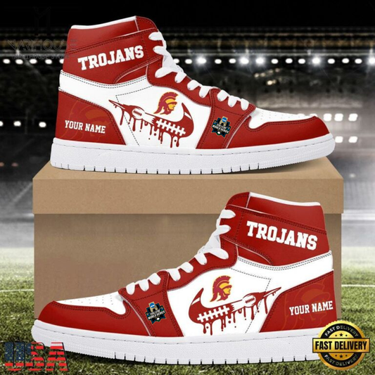 LIMITED EDITION - NEW CUSTOMIZED NCAA COLLEGE WORLD SERIES 09 USC TROJANS AIR JORDAN SHOES