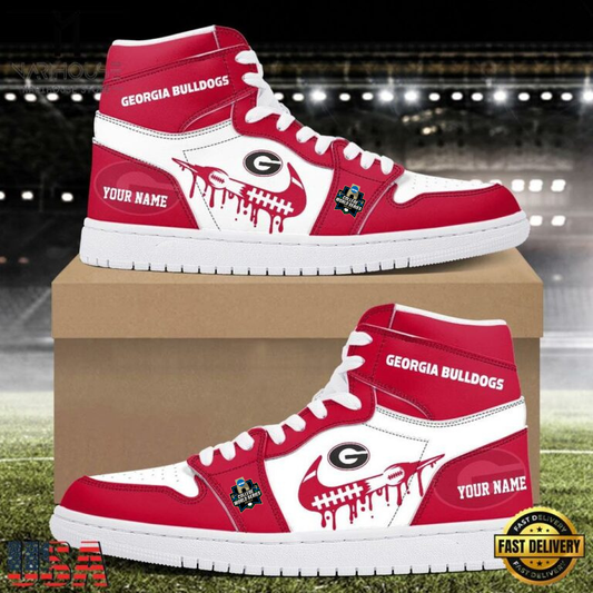 LIMITED EDITION - NEW CUSTOMIZED NCAA COLLEGE WORLD SERIES 23 GEORGIA BULLDOGS AIR JORDAN SHOES