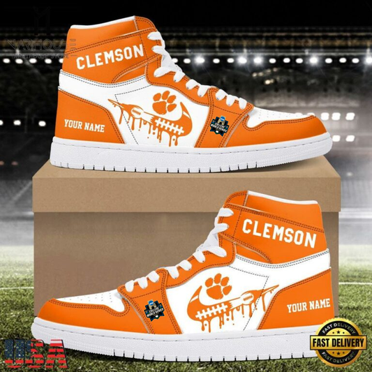 LIMITED EDITION - NEW CUSTOMIZED NCAA COLLEGE WORLD SERIES 25 CLEMSON TIGERS AIR JORDAN SHOES