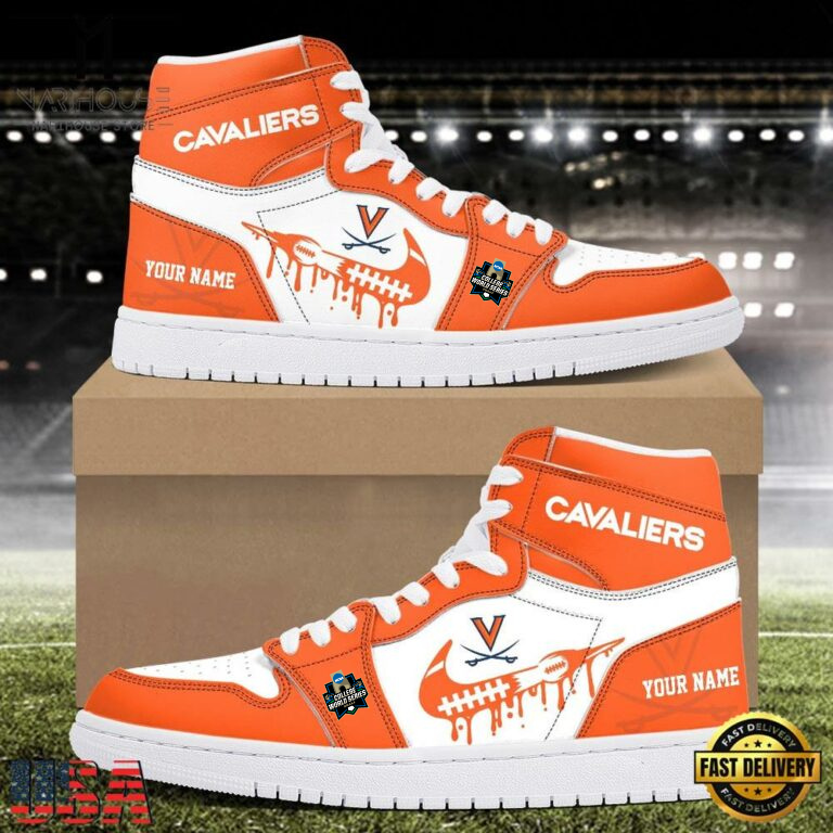 LIMITED EDITION - NEW CUSTOMIZED NCAA COLLEGE WORLD SERIES 28 VIRGINIA CAVALIERS AIR JORDAN SHOES