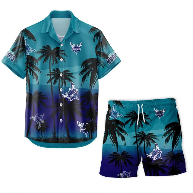 FINAL SALE - NEW CUSTOMIZED NBA27 CHO CHARLOTTE HORNETS UNISEX HAWAIIAN SHIRT & SHORTS SET