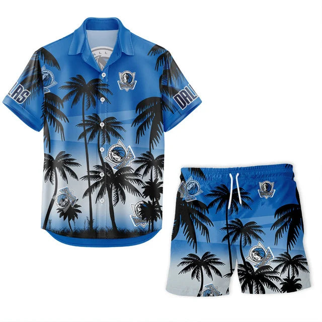 FINAL SALE - NEW CUSTOMIZED NBA18 DMA DALLAS MAVERICKS UNISEX HAWAIIAN SHIRT & SHORTS SET