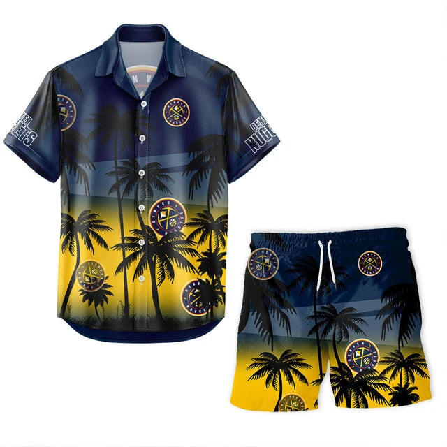 FINAL SALE - NEW CUSTOMIZED NBA08 DNU DENVER NUGGETS UNISEX HAWAIIAN SHIRT & SHORTS SET