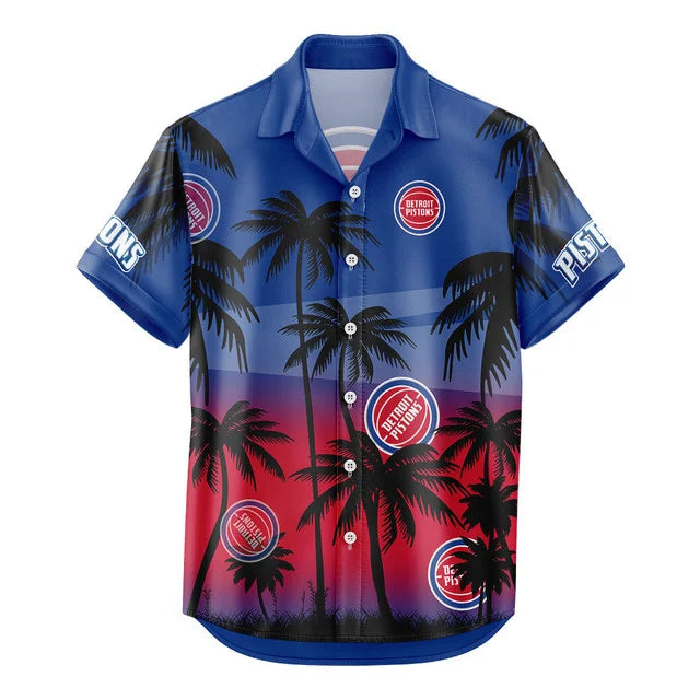 FINAL SALE - NEW CUSTOMIZED NBA14 DPI DETROIT PISTONS UNISEX HAWAIIAN SHIRT & SHORTS SET