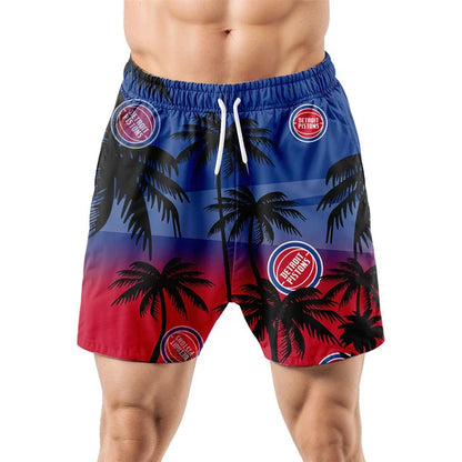 FINAL SALE - NEW CUSTOMIZED NBA14 DPI DETROIT PISTONS UNISEX HAWAIIAN SHIRT & SHORTS SET