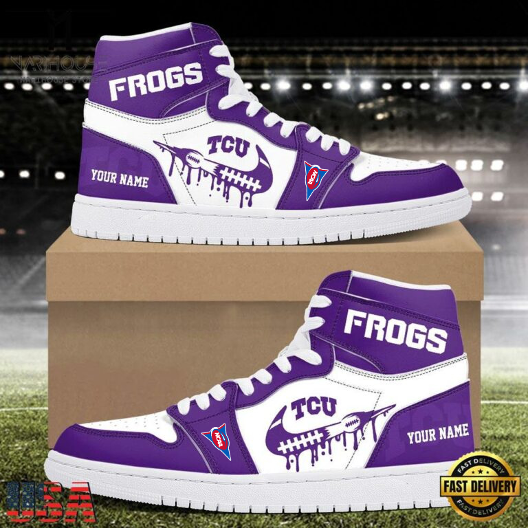 LIMITED EDITION - NEW CUSTOMIZED NCAA FBS09 THF TC HORNED FROGS AIR JORDAN SHOES