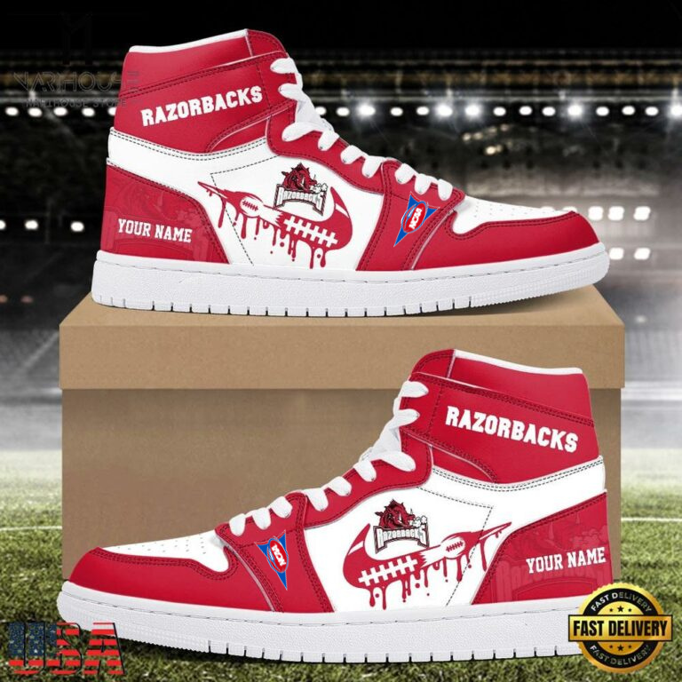 LIMITED EDITION - NEW CUSTOMIZED NCAA FBS12 AKR AK RAZORBACKS AIR JORDAN SHOES