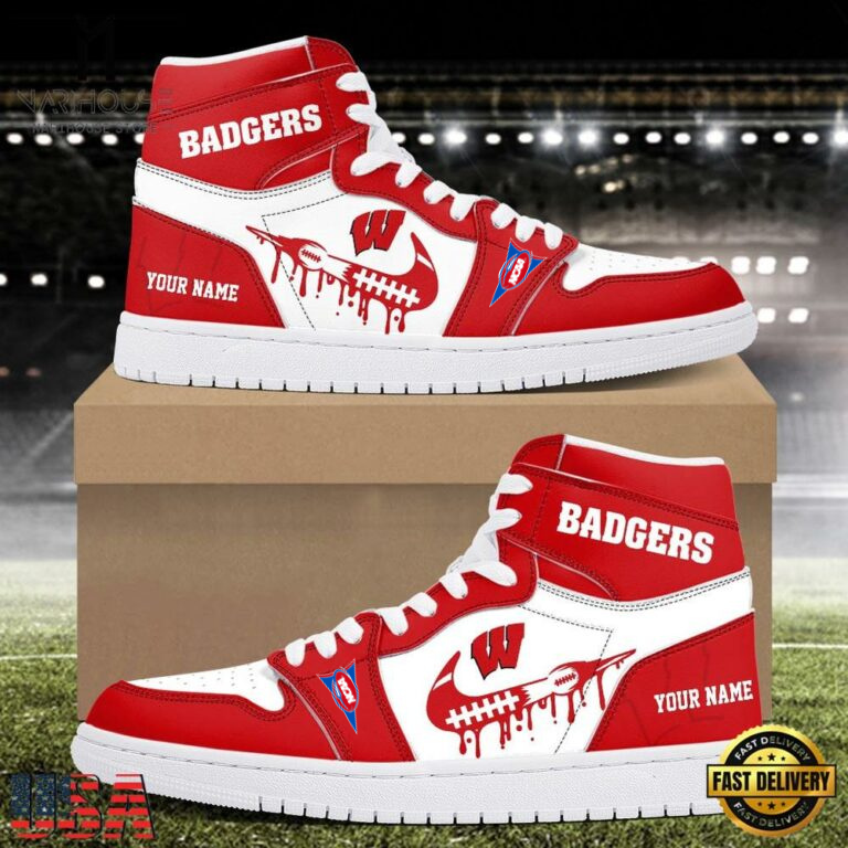 LIMITED EDITION - NEW CUSTOMIZED NCAA FBS18 WSB WS BADGERS AIR JORDAN SHOES