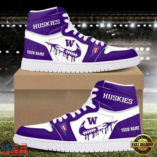 LIMITED EDITION - NEW CUSTOMIZED NCAA FBS19 WSH WS HUSKIES AIR JORDAN SHOES
