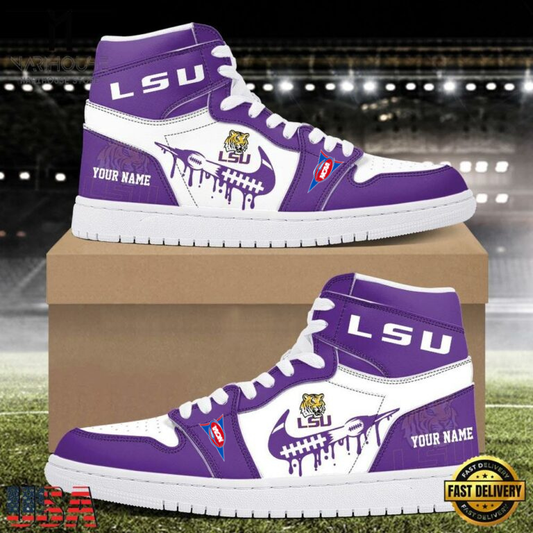 LIMITED EDITION - NEW CUSTOMIZED NCAA FBS29 LST LSU TIGERS AIR JORDAN SHOES