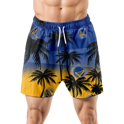 FINAL SALE - NEW CUSTOMIZED NBA12 GSW GOLDEN STATE WARRIORS UNISEX HAWAIIAN SHIRT & SHORTS SET