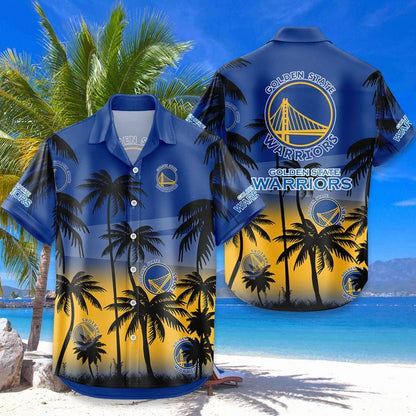 FINAL SALE - NEW CUSTOMIZED NBA12 GSW GOLDEN STATE WARRIORS UNISEX HAWAIIAN SHIRT & SHORTS SET