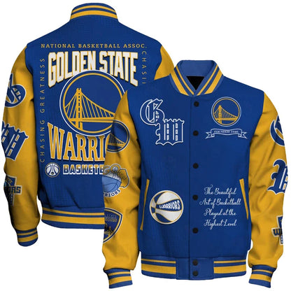 FINAL SALE - NEW CUSTOMIZED NBA12 GSW GOLDEN STATE WARRIORS BASEBALL JACKET, SATIN VARSITY JACKET