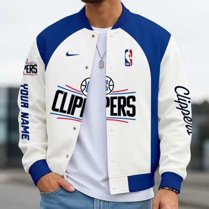 FINAL SALE - NEW CUSTOMIZED NBA10 LC LOS ANGELES CLIPPERS BASEBALL JACKET, SATIN VARSITY JACKET