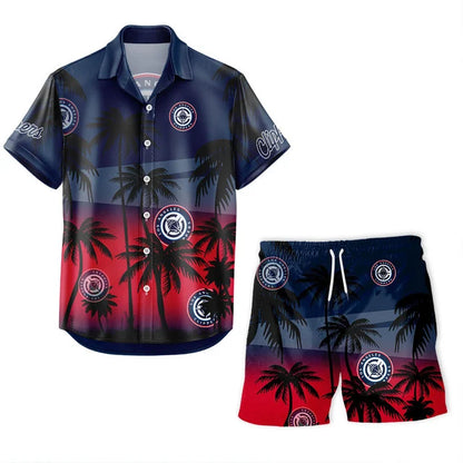 FINAL SALE - NEW CUSTOMIZED NBA10 LCL LOS ANGELES CLIPPERS UNISEX HAWAIIAN SHIRT & SHORTS SET