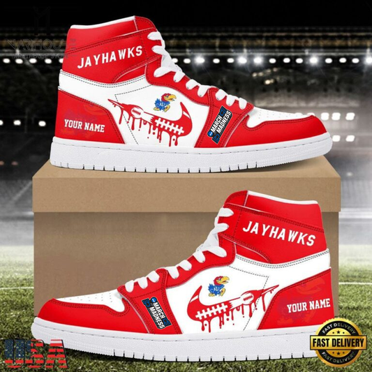 MEGA SALE - NEW CUSTOMIZED NCAA MAM01 KSJ KS JAYHAWKS AIR JORDAN SHOES