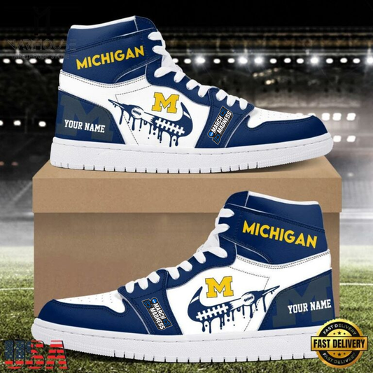MEGA SALE - NEW CUSTOMIZED NCAA MAM02 MIW MI WOLVERINES AIR JORDAN SHOES