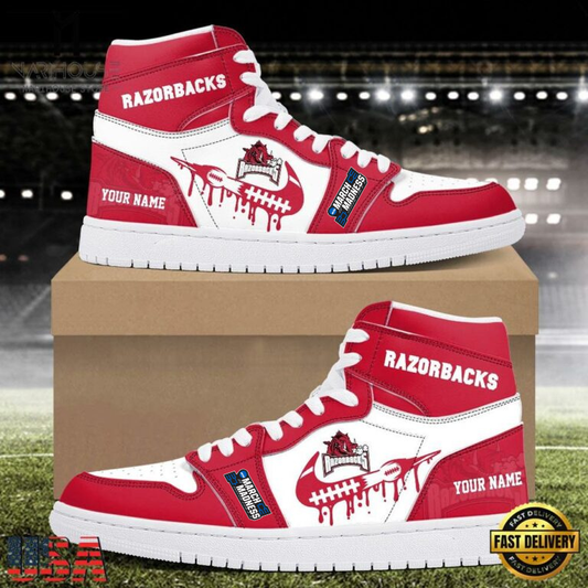 MEGA SALE - NEW CUSTOMIZED NCAA MAM06 AKR AK RAZORBACKS AIR JORDAN SHOES