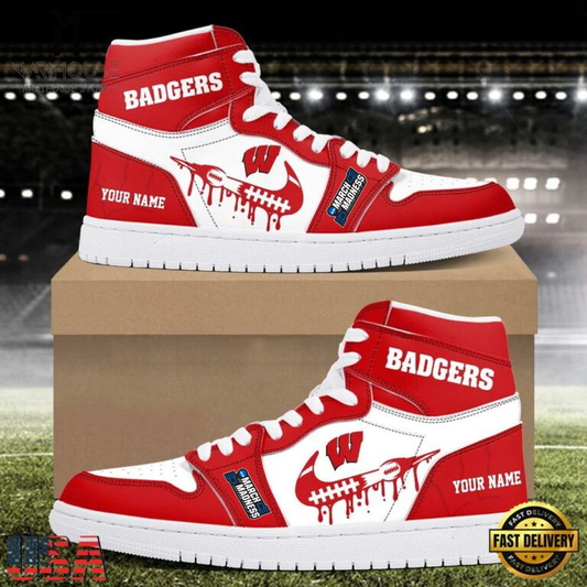 MEGA SALE - NEW CUSTOMIZED NCAA MAM29 WSB WS BADGERS AIR JORDAN SHOES