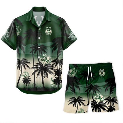 FINAL SALE - NEW CUSTOMIZED NBA11 MBU MILWAUKEE BUCKS UNISEX HAWAIIAN SHIRT & SHORTS SET