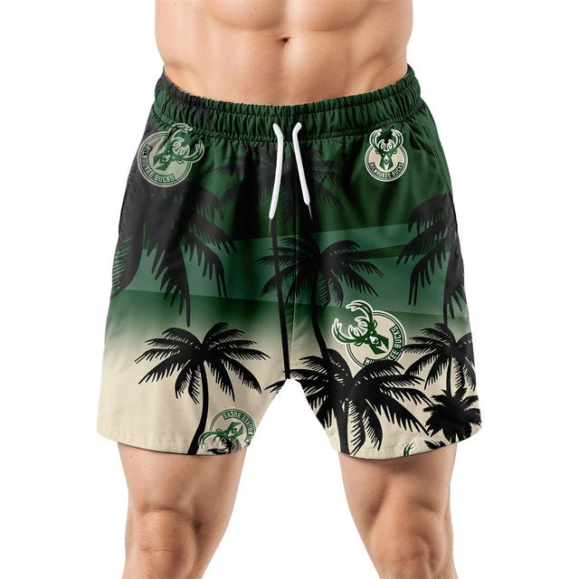 FINAL SALE - NEW CUSTOMIZED NBA11 MBU MILWAUKEE BUCKS UNISEX HAWAIIAN SHIRT & SHORTS SET