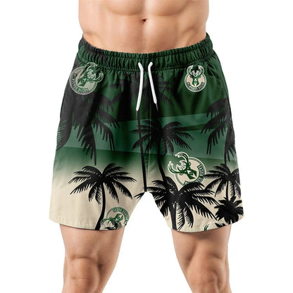 FINAL SALE - NEW CUSTOMIZED NBA11 MBU MILWAUKEE BUCKS UNISEX HAWAIIAN SHIRT & SHORTS SET