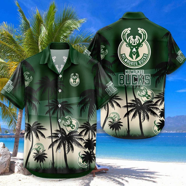 FINAL SALE - NEW CUSTOMIZED NBA11 MBU MILWAUKEE BUCKS UNISEX HAWAIIAN SHIRT & SHORTS SET