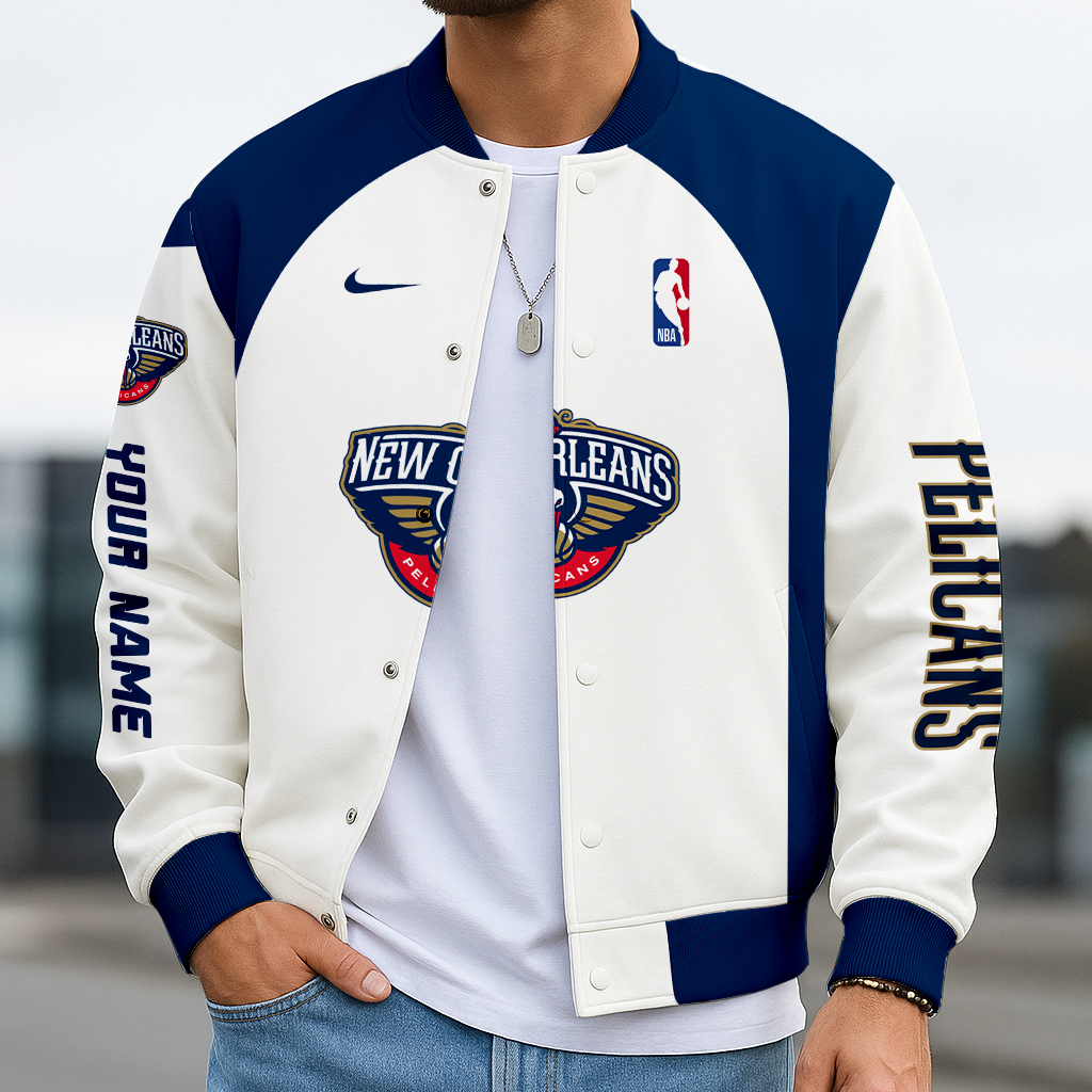 FINAL SALE - NEW CUSTOMIZED NBA30 NO NEW ORLEANS PELICANS BASEBALL JACKET, SATIN VARSITY JACKET