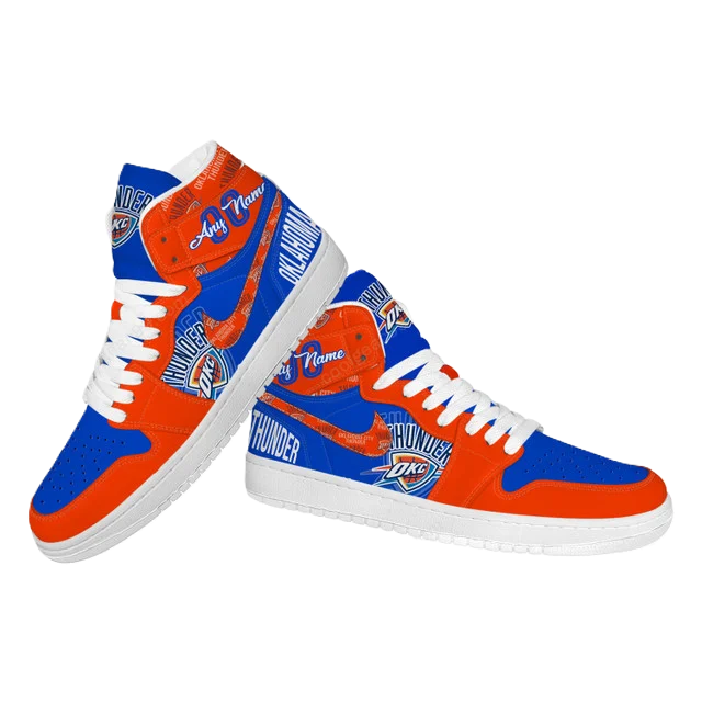 FINAL SALE - NEW CUSTOMIZED NBA01 OKC THUNDER AIR JORDAN SNEAKERS