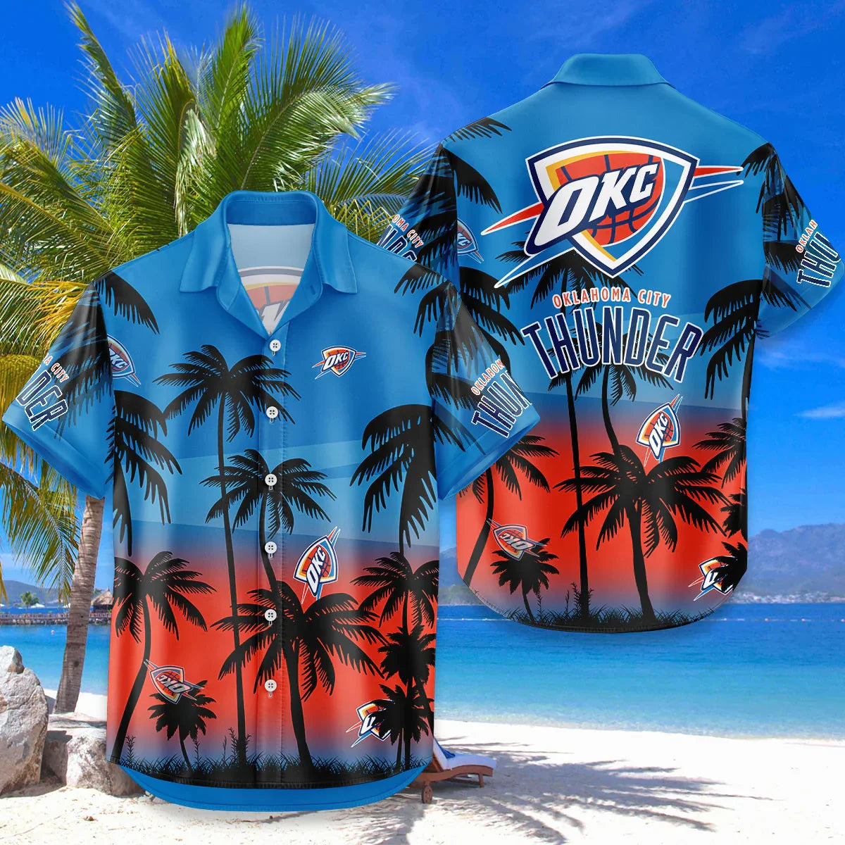 FINAL SALE - NEW CUSTOMIZED NBA01 OCT OKLAHOMA CITY THUNDER UNISEX HAWAIIAN SHIRT & SHORTS SET