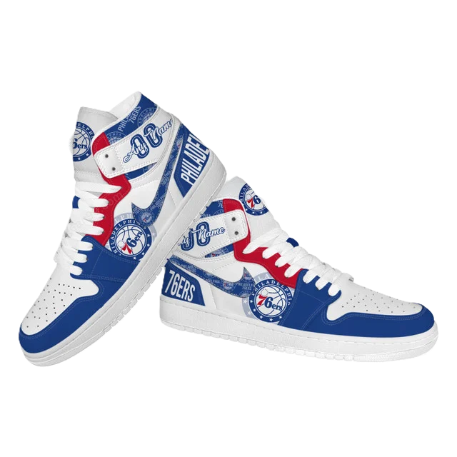FINAL SALE - NEW CUSTOMIZED NBA26 PH 76ERS AIR JORDAN SNEAKERS