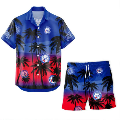 FINAL SALE - NEW CUSTOMIZED NBA26 P76 PHILADELPHIA 76ERS UNISEX HAWAIIAN SHIRT & SHORTS SET