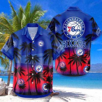 FINAL SALE - NEW CUSTOMIZED NBA26 P76 PHILADELPHIA 76ERS UNISEX HAWAIIAN SHIRT & SHORTS SET