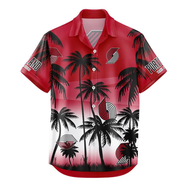 FINAL SALE - NEW CUSTOMIZED NBA22 PTB PORTLAND TRAIL BLAZERS UNISEX HAWAIIAN SHIRT & SHORTS SET