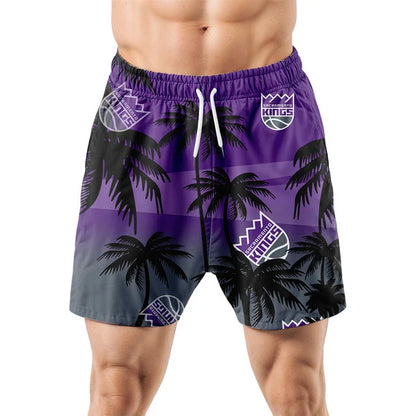 FINAL SALE - NEW CUSTOMIZED NBA16 SKI SACRAMENTO KINGS UNISEX HAWAIIAN SHIRT & SHORTS SET