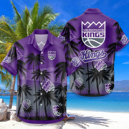 FINAL SALE - NEW CUSTOMIZED NBA16 SKI SACRAMENTO KINGS UNISEX HAWAIIAN SHIRT & SHORTS SET