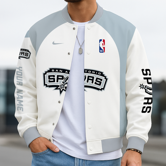 FINAL SALE - NEW CUSTOMIZED NBA23 SA SAN ANTONIO SPURS BASEBALL JACKET, SATIN VARSITY JACKET