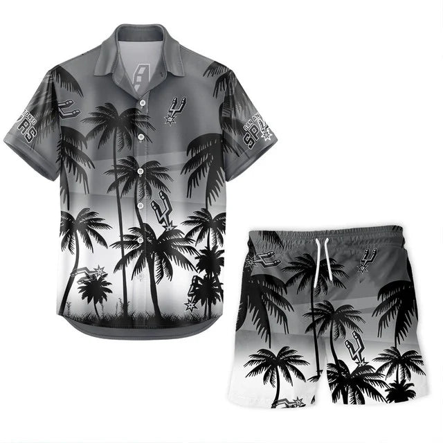 FINAL SALE - NEW CUSTOMIZED NBA23 SAS SAN ANTONIO SPURS UNISEX HAWAIIAN SHIRT & SHORTS SET