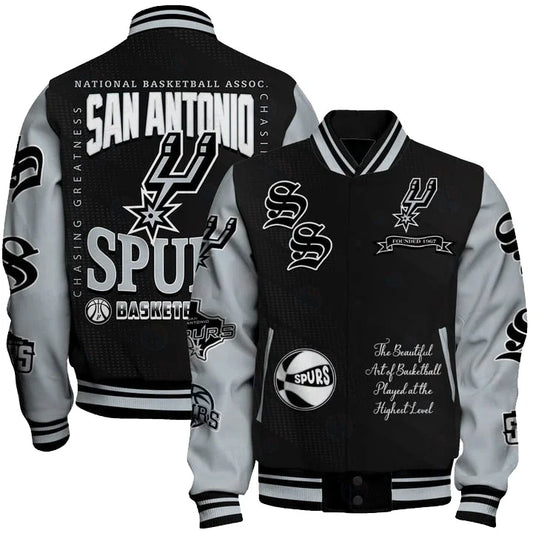 FINAL SALE - NEW CUSTOMIZED NBA23 SAS SAN ANTONIO SPURS BASEBALL JACKET, SATIN VARSITY JACKET