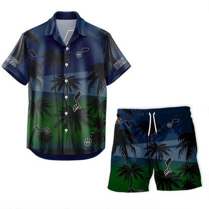 FINAL SALE - NEW CUSTOMIZED NBA29 UJZ UTAH JAZZ UNISEX HAWAIIAN SHIRT & SHORTS SET